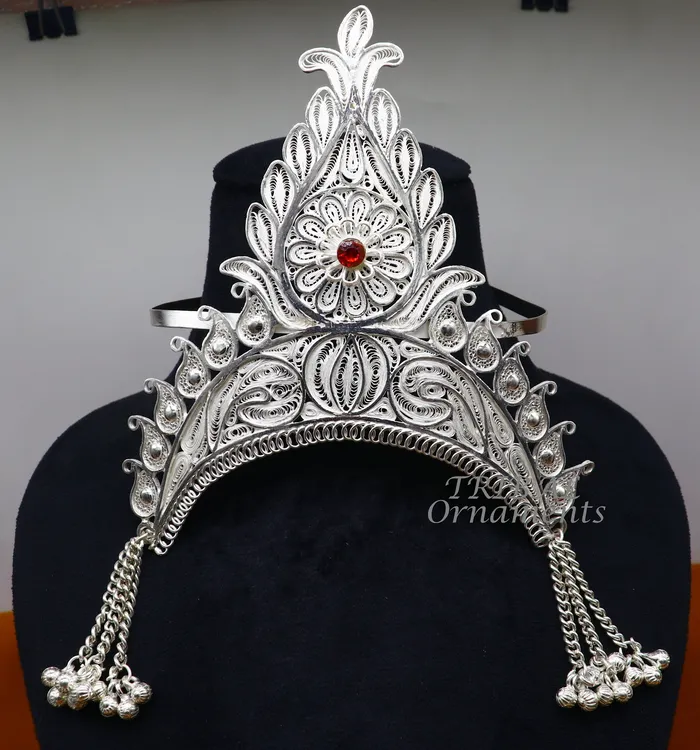 Rings 925 sterling silver vintage design handmade mukut crown amazing stylish work design silver god crown home temple god article art su973 TRIBAL ORNAMENTS Rings 925 sterling silver vintage design handmade mukut crown amazing stylish work design silver god crown home temple god article art su973 TRIBAL ORNAMENTS