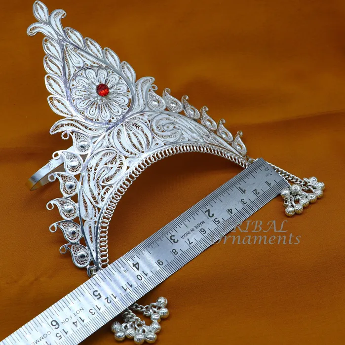 Rings 925 sterling silver vintage design handmade mukut crown amazing stylish work design silver god crown home temple god article art su973 TRIBAL ORNAMENTS Rings 925 sterling silver vintage design handmade mukut crown amazing stylish work design silver god crown home temple god article art su973 TRIBAL ORNAMENTS
