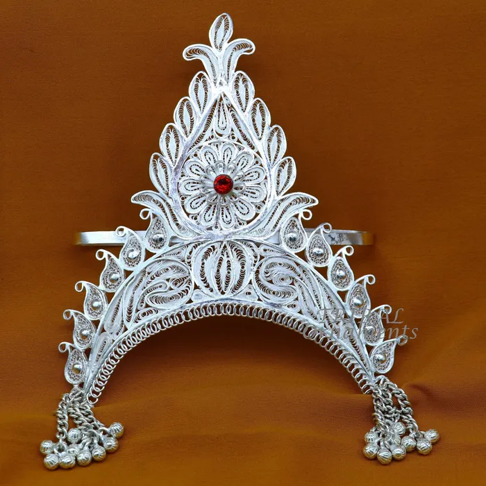 Rings 925 sterling silver vintage design handmade mukut crown amazing stylish work design silver god crown home temple god article art su973 TRIBAL ORNAMENTS Rings 925 sterling silver vintage design handmade mukut crown amazing stylish work design silver god crown home temple god article art su973 TRIBAL ORNAMENTS