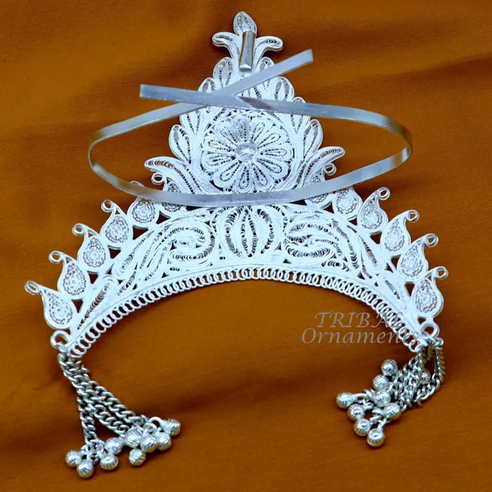 Rings 925 sterling silver vintage design handmade mukut crown amazing stylish work design silver god crown home temple god article art su973 TRIBAL ORNAMENTS Rings 925 sterling silver vintage design handmade mukut crown amazing stylish work design silver god crown home temple god article art su973 TRIBAL ORNAMENTS