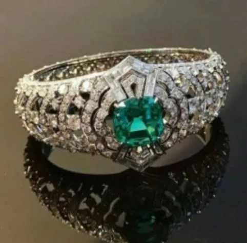 Rings alice R265 Silver Green Gem Rhinestone Ring