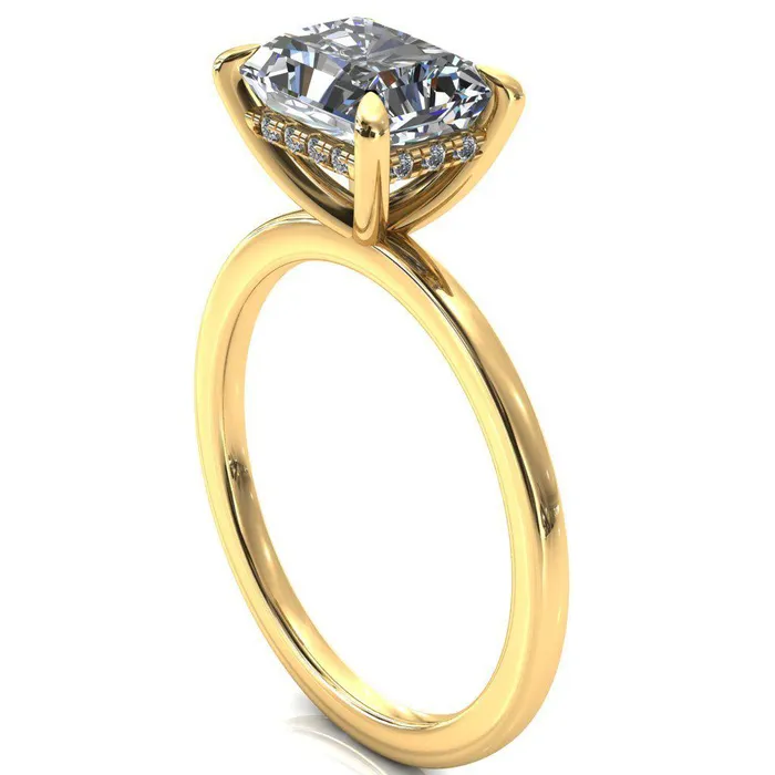 Rings Carmeli Radiant Moissanite EastWest 4 Claw Prong Micro Pave Diamond Rail Engagement Ring Fire Brilliance 
