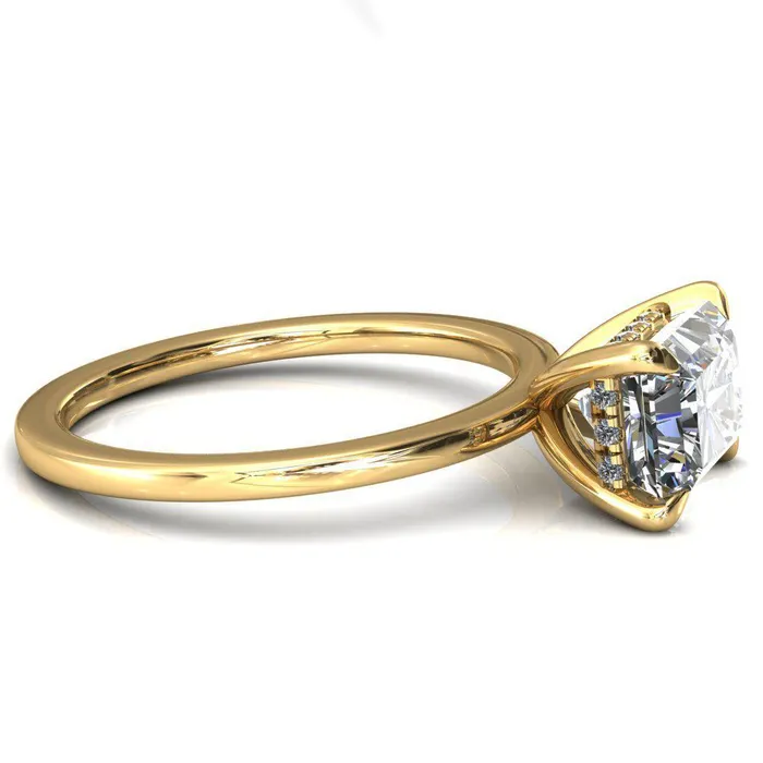 Rings Carmeli Radiant Moissanite EastWest 4 Claw Prong Micro Pave Diamond Rail Engagement Ring Fire Brilliance 
