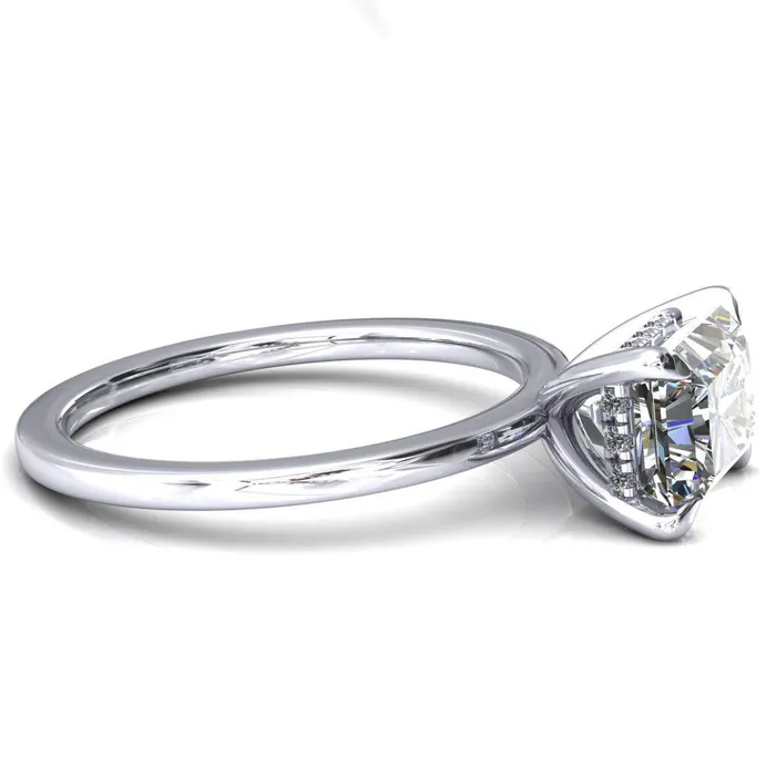 Rings Carmeli Radiant Moissanite EastWest 4 Claw Prong Micro Pave Diamond Rail Engagement Ring Fire Brilliance 