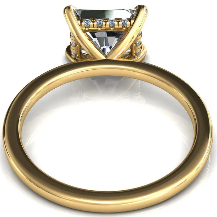 Rings Carmeli Radiant Moissanite EastWest 4 Claw Prong Micro Pave Diamond Rail Engagement Ring Fire Brilliance 