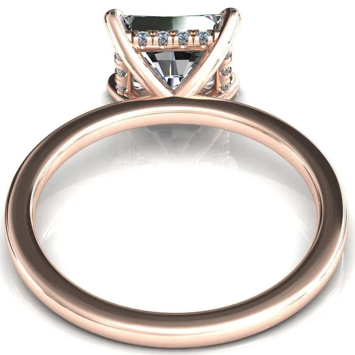 Rings Carmeli Radiant Moissanite EastWest 4 Claw Prong Micro Pave Diamond Rail Engagement Ring Fire Brilliance 