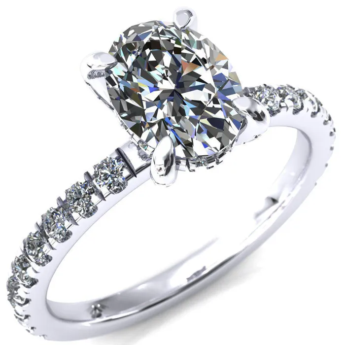 Rings Daneli Oval Center Stone 4 Claw Prong Micro Pave Diamond Sides Engagement Ring Fire Brilliance Rings Daneli Oval Center Stone 4 Claw Prong Micro Pave Diamond Sides Engagement Ring Fire Brilliance