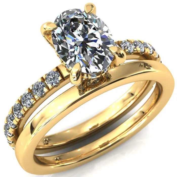 Rings Daneli Oval Center Stone 4 Claw Prong Micro Pave Diamond Sides Engagement Ring Fire Brilliance 