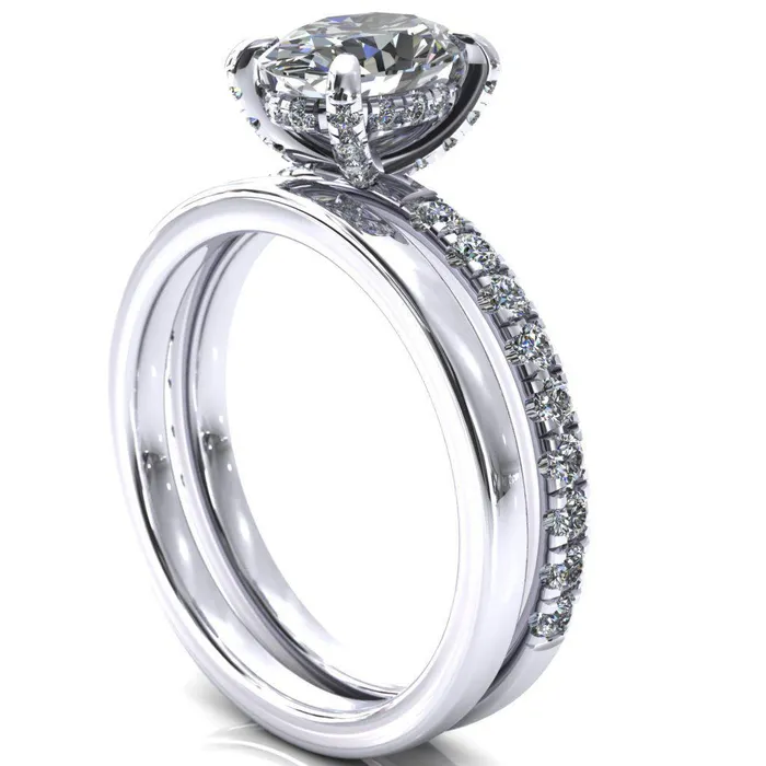 Rings Daneli Oval Center Stone 4 Claw Prong Micro Pave Diamond Sides Engagement Ring Fire Brilliance 
