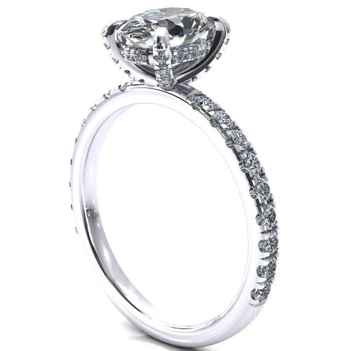 Rings Daneli Oval Center Stone 4 Claw Prong Micro Pave Diamond Sides Engagement Ring Fire Brilliance 