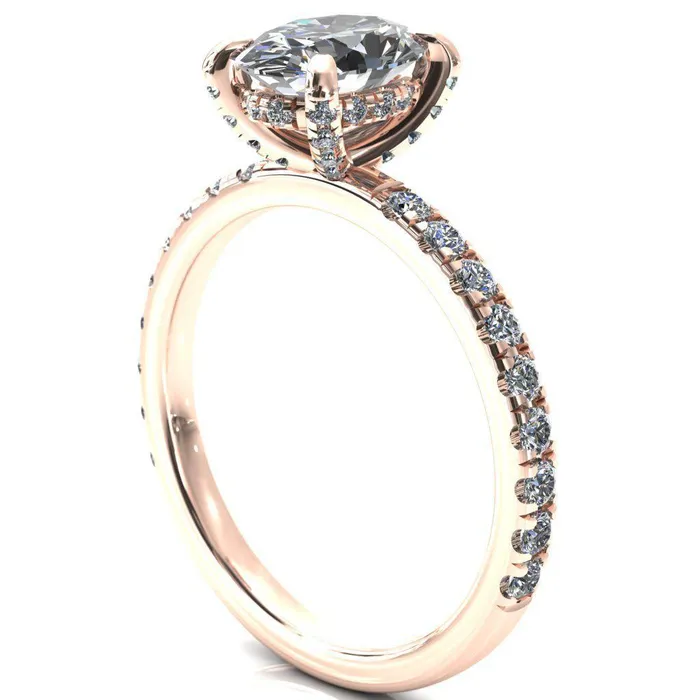 Rings Daneli Oval Center Stone 4 Claw Prong Micro Pave Diamond Sides Engagement Ring Fire Brilliance 
