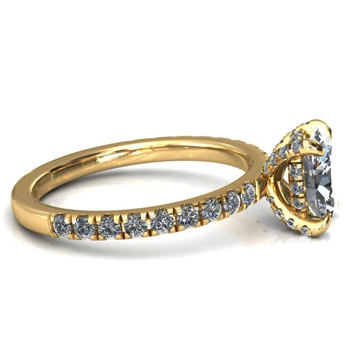 Rings Daneli Oval Center Stone 4 Claw Prong Micro Pave Diamond Sides Engagement Ring Fire Brilliance 