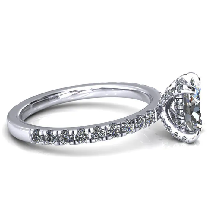 Rings Daneli Oval Center Stone 4 Claw Prong Micro Pave Diamond Sides Engagement Ring Fire Brilliance 