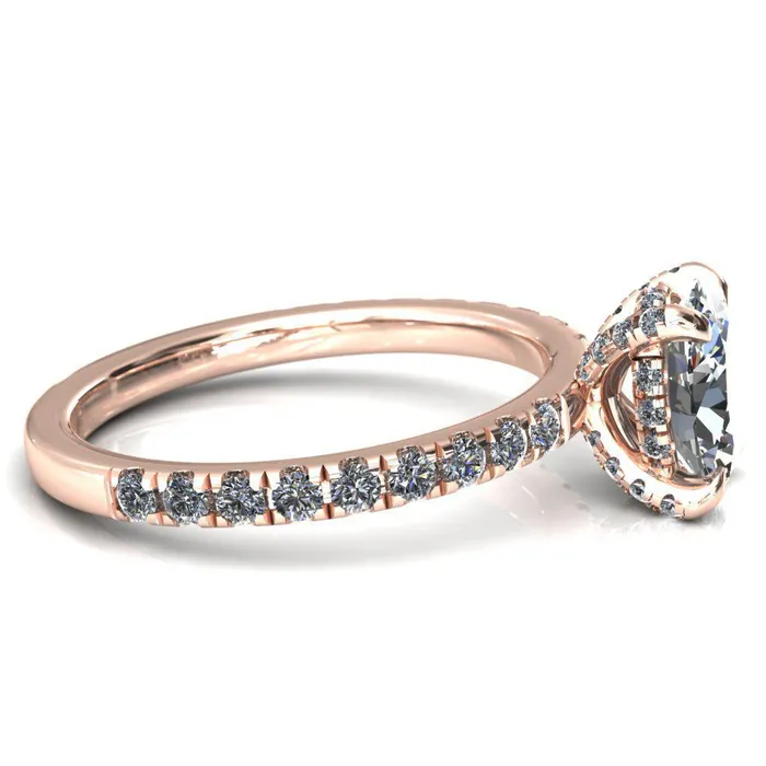 Rings Daneli Oval Center Stone 4 Claw Prong Micro Pave Diamond Sides Engagement Ring Fire Brilliance 