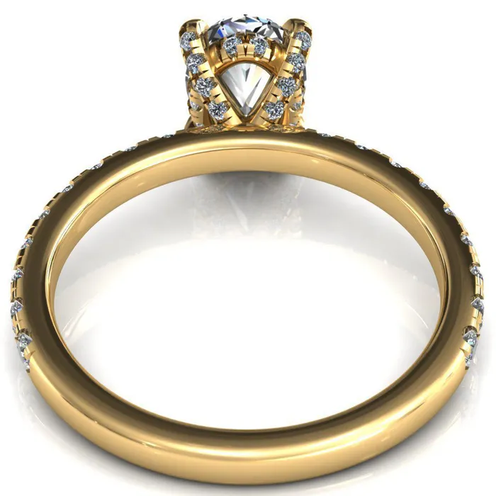 Rings Daneli Oval Center Stone 4 Claw Prong Micro Pave Diamond Sides Engagement Ring Fire Brilliance 