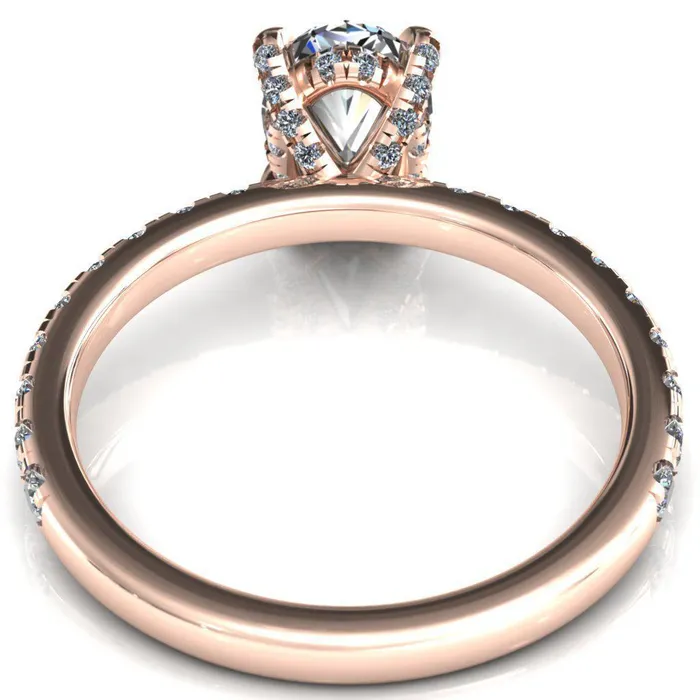 Rings Daneli Oval Center Stone 4 Claw Prong Micro Pave Diamond Sides Engagement Ring Fire Brilliance 