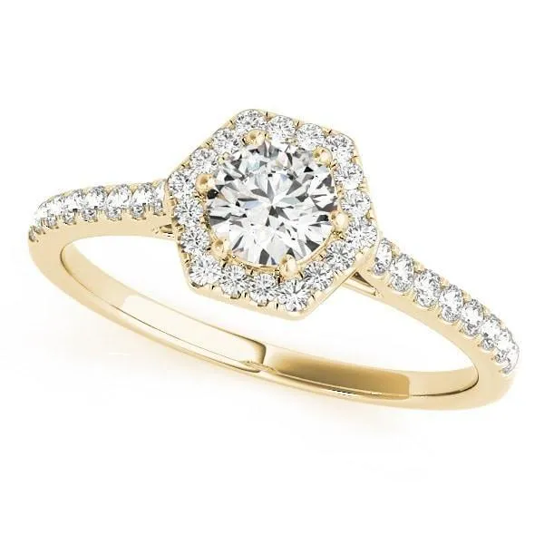 Rings Debbie Round Center Stone Hexagon Halo Engagement Ring Fire Brilliance Rings Debbie Round Center Stone Hexagon Halo Engagement Ring Fire Brilliance