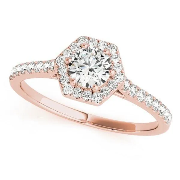 Rings Debbie Round Center Stone Hexagon Halo Engagement Ring Fire Brilliance 