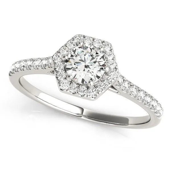 Rings Debbie Round Center Stone Hexagon Halo Engagement Ring Fire Brilliance 