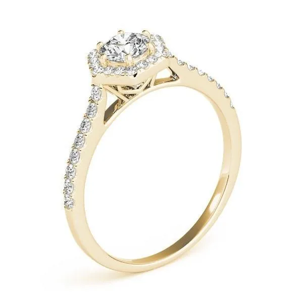 Rings Debbie Round Center Stone Hexagon Halo Engagement Ring Fire Brilliance 