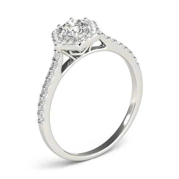 Rings Debbie Round Center Stone Hexagon Halo Engagement Ring Fire Brilliance 