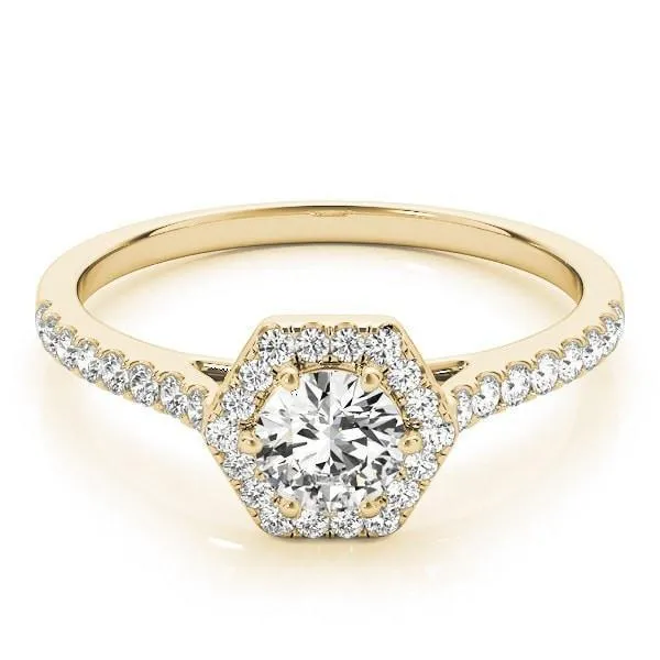 Rings Debbie Round Center Stone Hexagon Halo Engagement Ring Fire Brilliance 