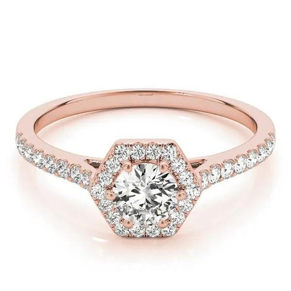 Rings Debbie Round Center Stone Hexagon Halo Engagement Ring Fire Brilliance 