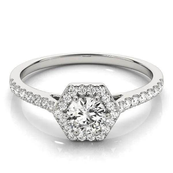 Rings Debbie Round Center Stone Hexagon Halo Engagement Ring Fire Brilliance 