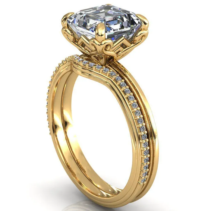 Rings Fire Brilliance Aileron Asscher Moissanite Scrolly Y Double A Engagement Ring