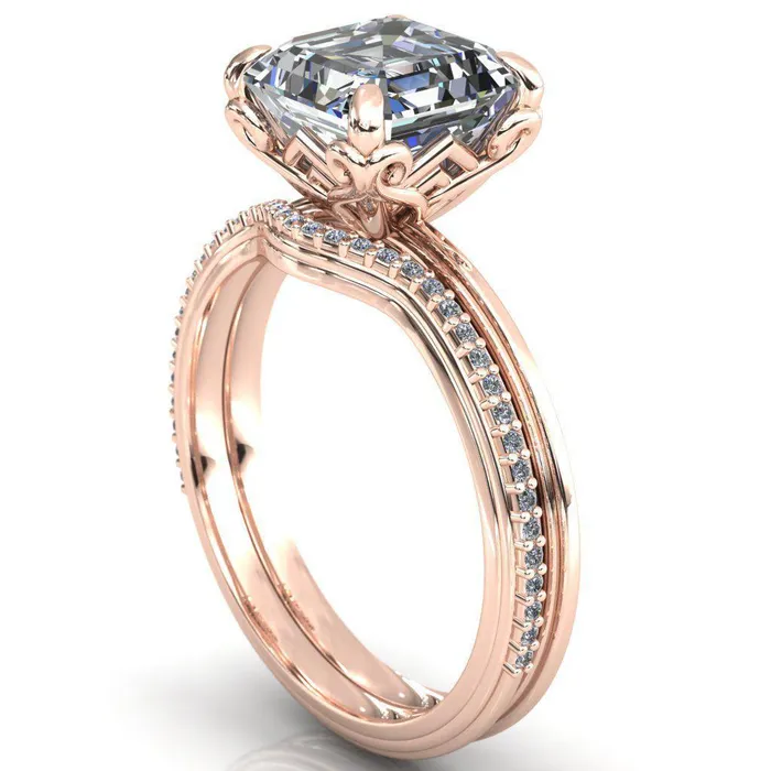 Rings Fire Brilliance Aileron Asscher Moissanite Scrolly Y Double A Engagement Ring