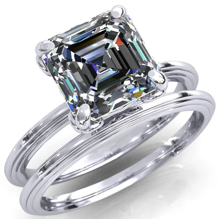 Rings Fire Brilliance Aileron Asscher Moissanite Scrolly Y Double A Engagement Ring