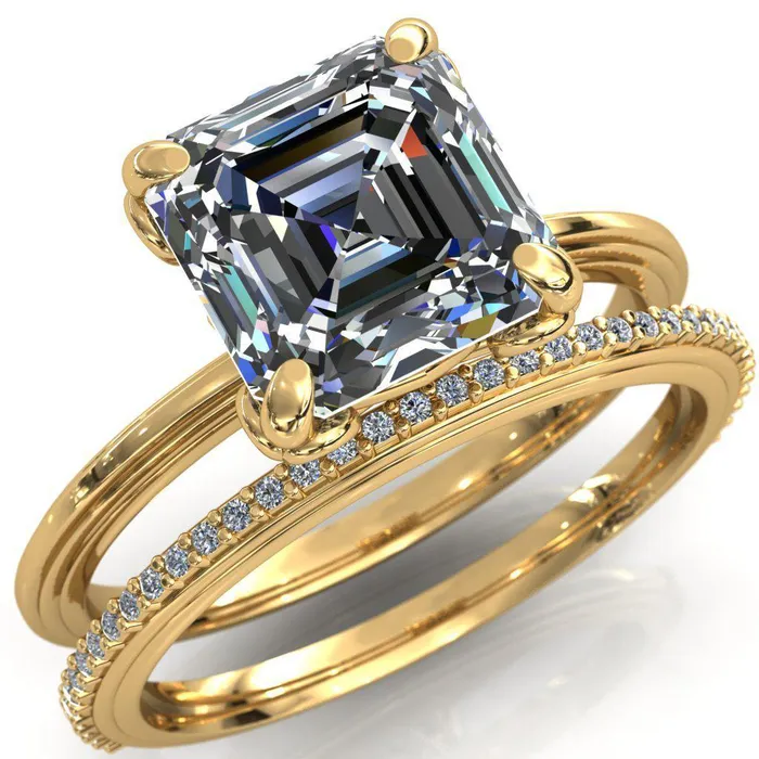 Rings Fire Brilliance Aileron Asscher Moissanite Scrolly Y Double A Engagement Ring