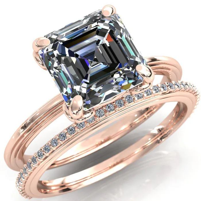 Rings Fire Brilliance Aileron Asscher Moissanite Scrolly Y Double A Engagement Ring