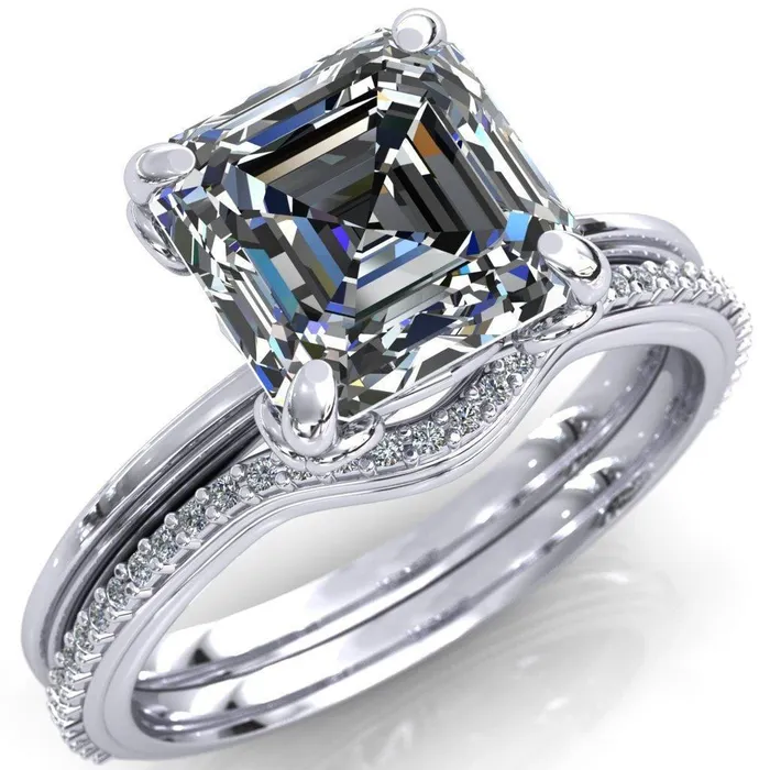 Rings Fire Brilliance Aileron Asscher Moissanite Scrolly Y Double A Engagement Ring
