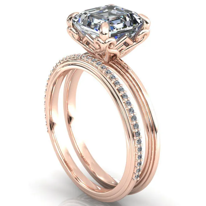 Rings Fire Brilliance Aileron Asscher Moissanite Scrolly Y Double A Engagement Ring