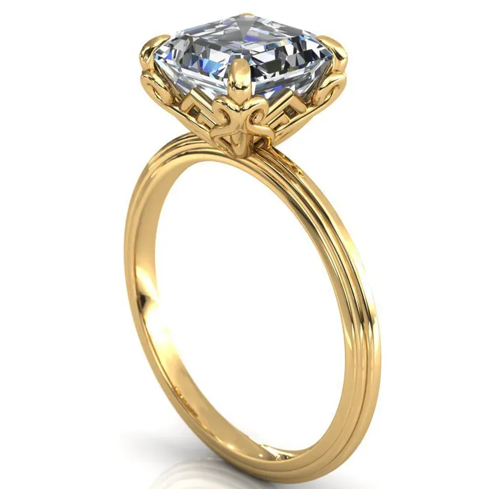 Rings Fire Brilliance Aileron Asscher Moissanite Scrolly Y Double A Engagement Ring