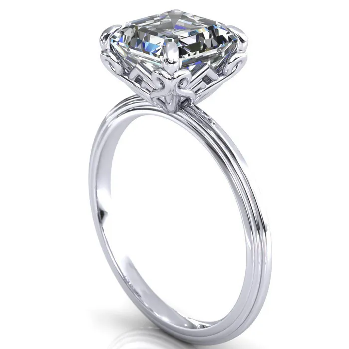Rings Fire Brilliance Aileron Asscher Moissanite Scrolly Y Double A Engagement Ring