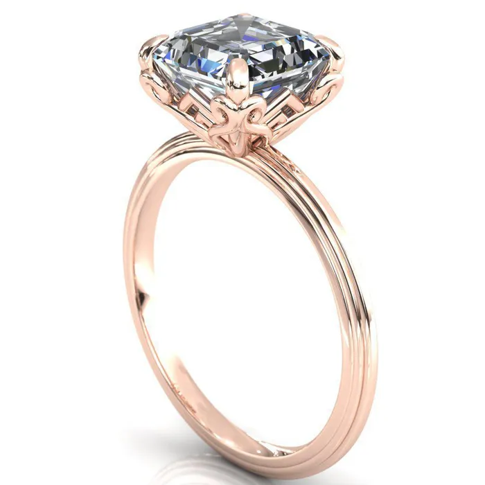 Rings Fire Brilliance Aileron Asscher Moissanite Scrolly Y Double A Engagement Ring