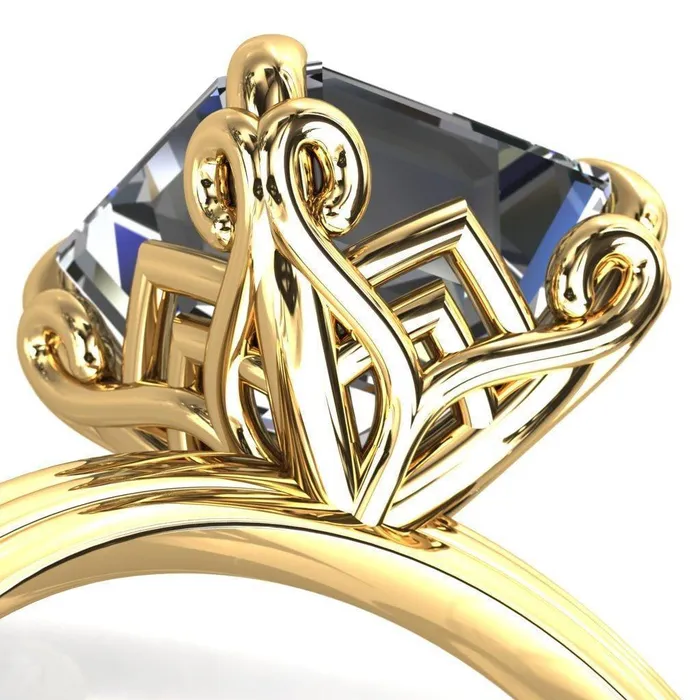 Rings Fire Brilliance Aileron Asscher Moissanite Scrolly Y Double A Engagement Ring