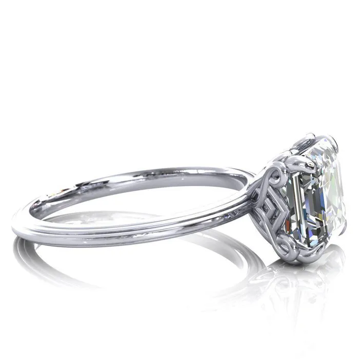 Rings Fire Brilliance Aileron Asscher Moissanite Scrolly Y Double A Engagement Ring