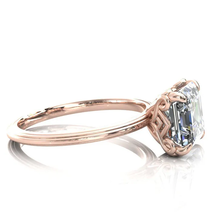 Rings Fire Brilliance Aileron Asscher Moissanite Scrolly Y Double A Engagement Ring