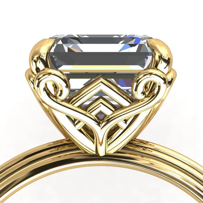 Rings Fire Brilliance Aileron Asscher Moissanite Scrolly Y Double A Engagement Ring