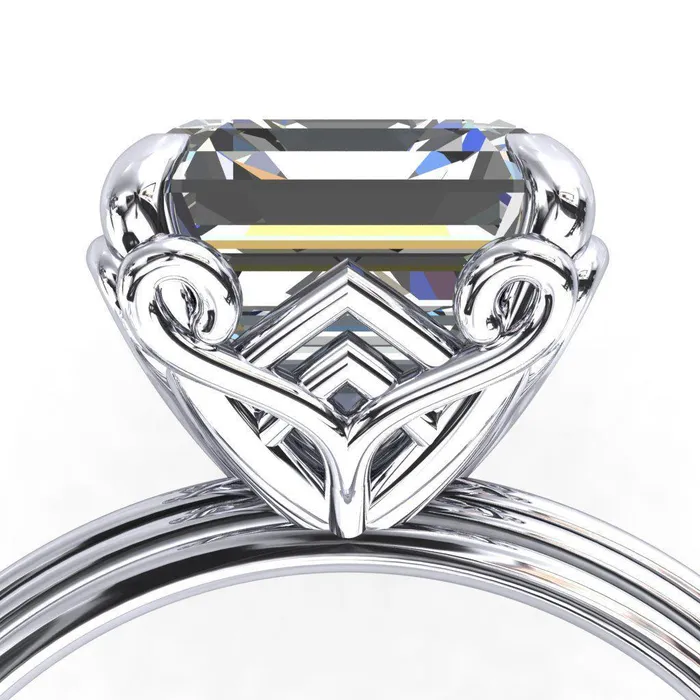 Rings Fire Brilliance Aileron Asscher Moissanite Scrolly Y Double A Engagement Ring