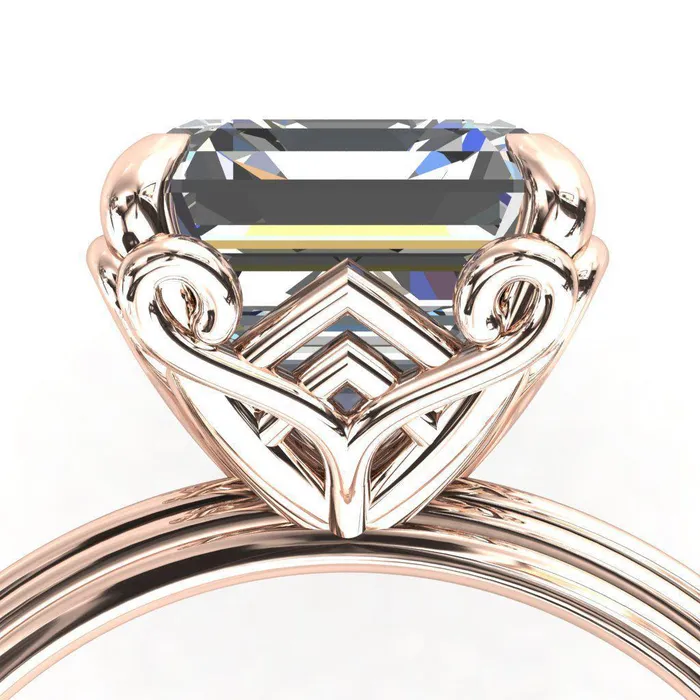 Rings Fire Brilliance Aileron Asscher Moissanite Scrolly Y Double A Engagement Ring