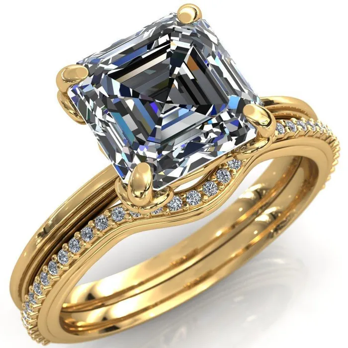 Rings Fire Brilliance Aileron Asscher Moissanite Scrolly Y Double A Engagement Ring