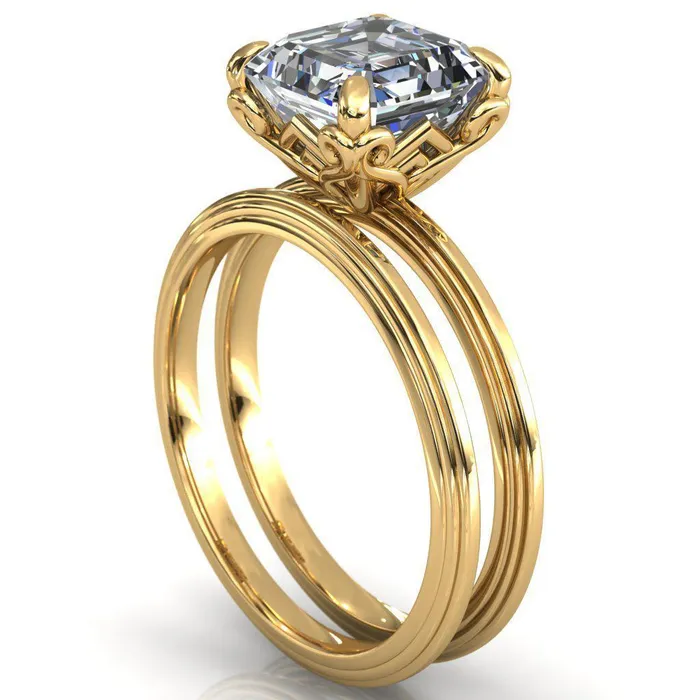 Rings Fire Brilliance Aileron Asscher Moissanite Scrolly Y Double A Engagement Ring