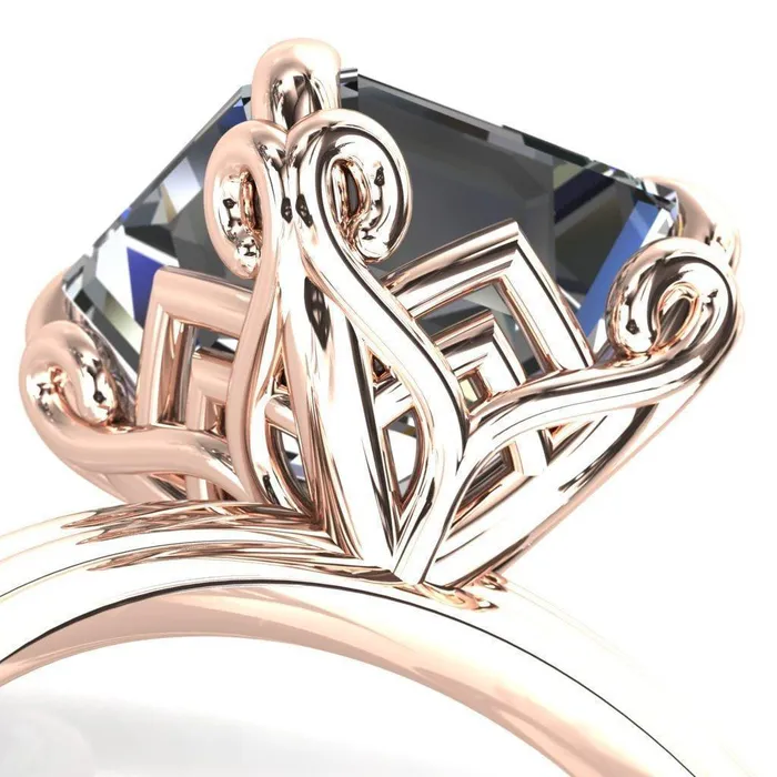 Rings Fire Brilliance Aileron Asscher Moissanite Scrolly Y Double A Engagement Ring