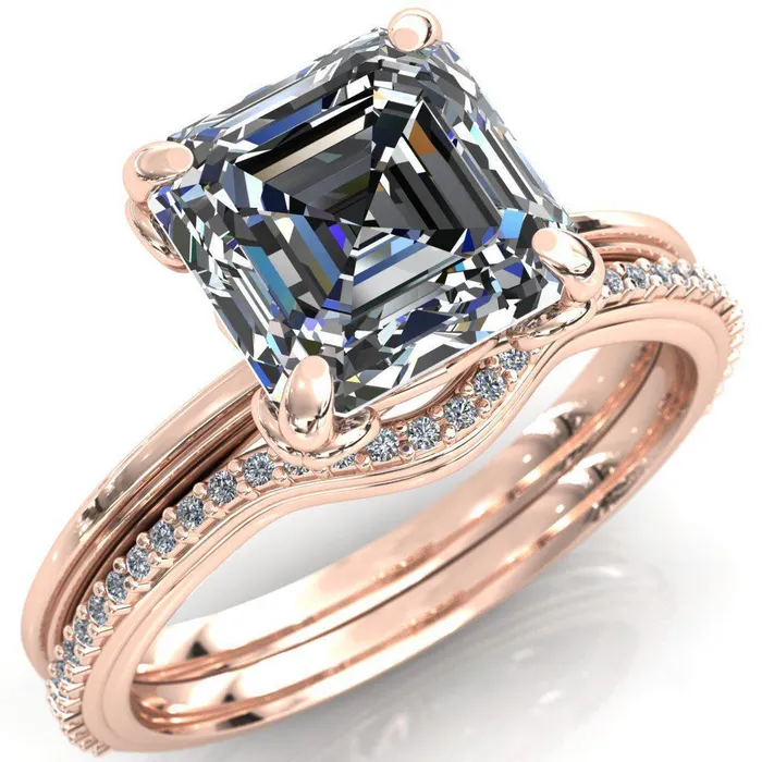 Rings Fire Brilliance Aileron Asscher Moissanite Scrolly Y Double A Engagement Ring