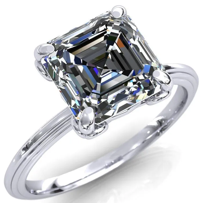 Rings Fire Brilliance Aileron Asscher Moissanite Scrolly Y Double A Engagement Ring