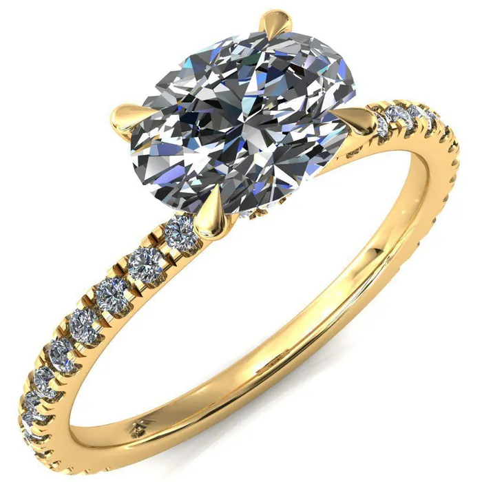 Rings Fire Brilliance Alayna Oval Center Stone EastWest 4 Claw Prong 34 Micro Pave Diamond Accent Ring Engagement Ring